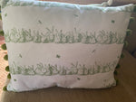 Handmade oblong Cushion in Peony and Sage Hip Hop
