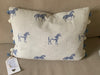 handmade oblong cushion in Blue Ponies by Meg Morton