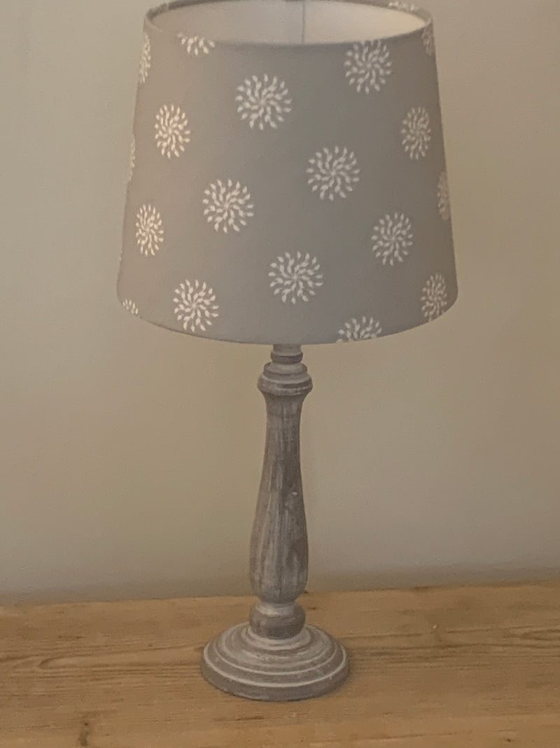 Tapered lampshade in Olive and Daisy ‘Nancy ‘ in Grey Blotch