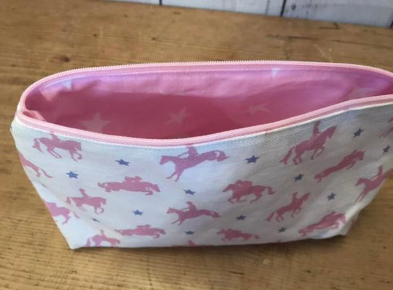 Handmade make up bag in Candyfloss Horses by Robin Roadnight