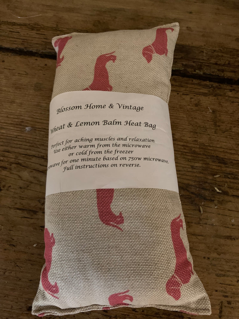 Wheat  & Lemon balm filled heat /cold Pack in Emily Bond pink Dachshund