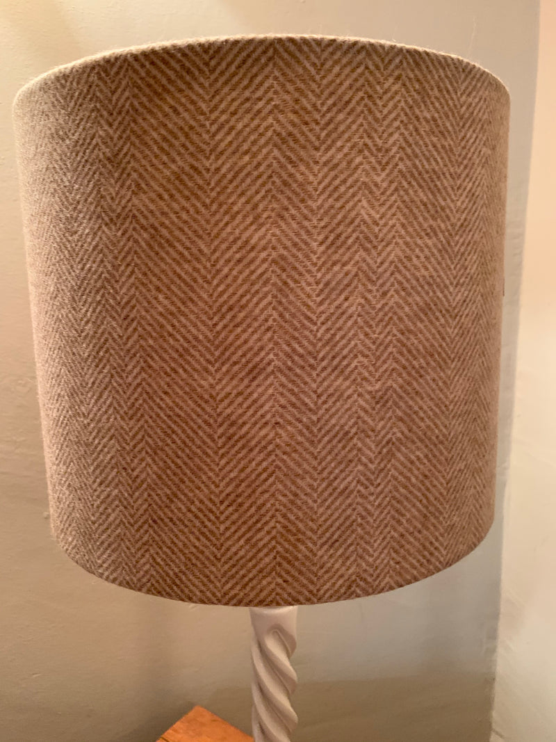Stunning, handmade lampshade in natural coloured Herringbone  Tweed