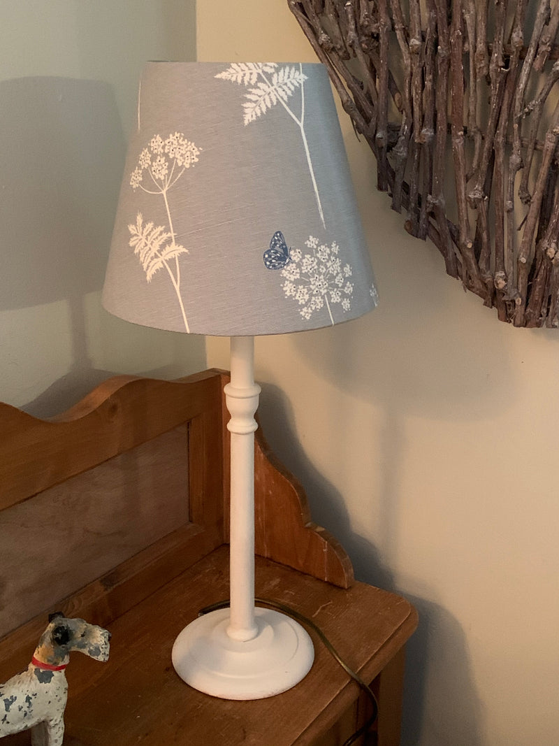 Beautiful tapered lampshade in Vanessa Arbuthnott Cow Parsley in the Duck egg colourway