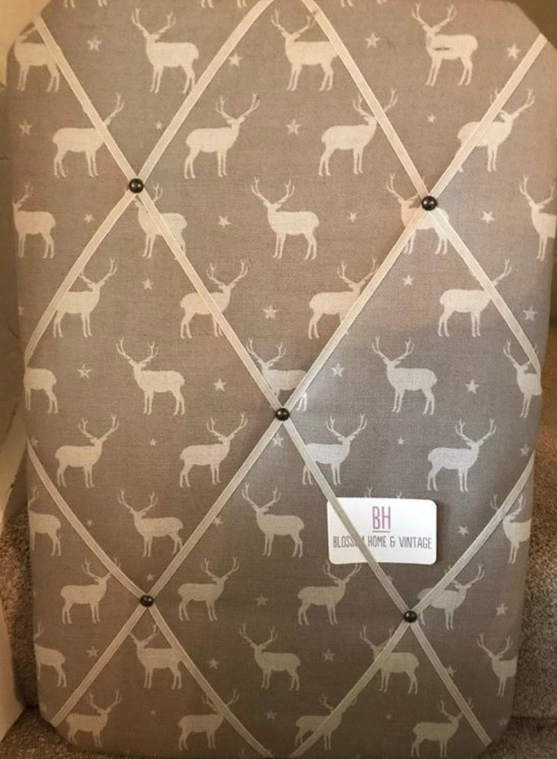 Memo Board in Peony and Sage Truffle Stags