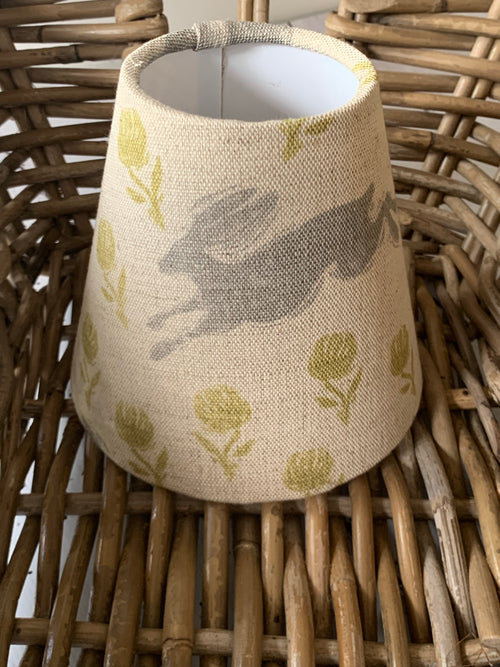 Candle  Clip Lampshade in Running Hare by Sam Wilson