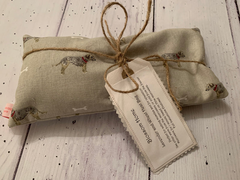 Wheat and Lavender Heat pack. In Sophie Allport Terrier