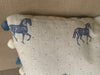 handmade oblong cushion in Blue Ponies by Meg Morton