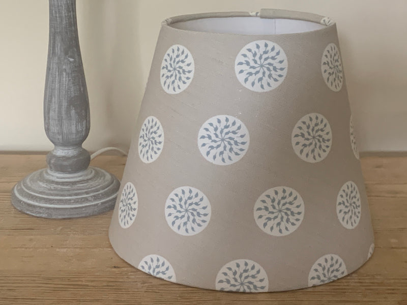 Tapered lampshade in Nancy in Sand and Blue by Olive and Daisy
