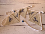 Handmade Bunting in Meg Morton Blue Roan Horses
