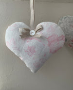 Lavender infused padded heart in Charlotte soft pink