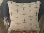 Beautiful handmade square piped Cushion in Avaiator by Flohr and Co